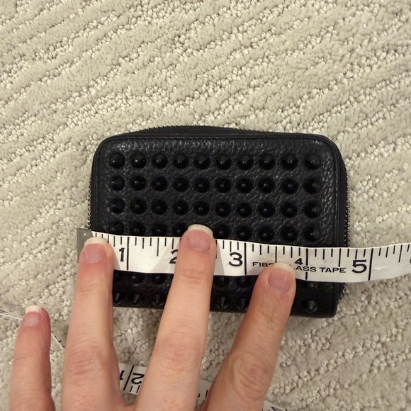 Christian Louboutin studded card coin wallet black red - Picture 14 of 15